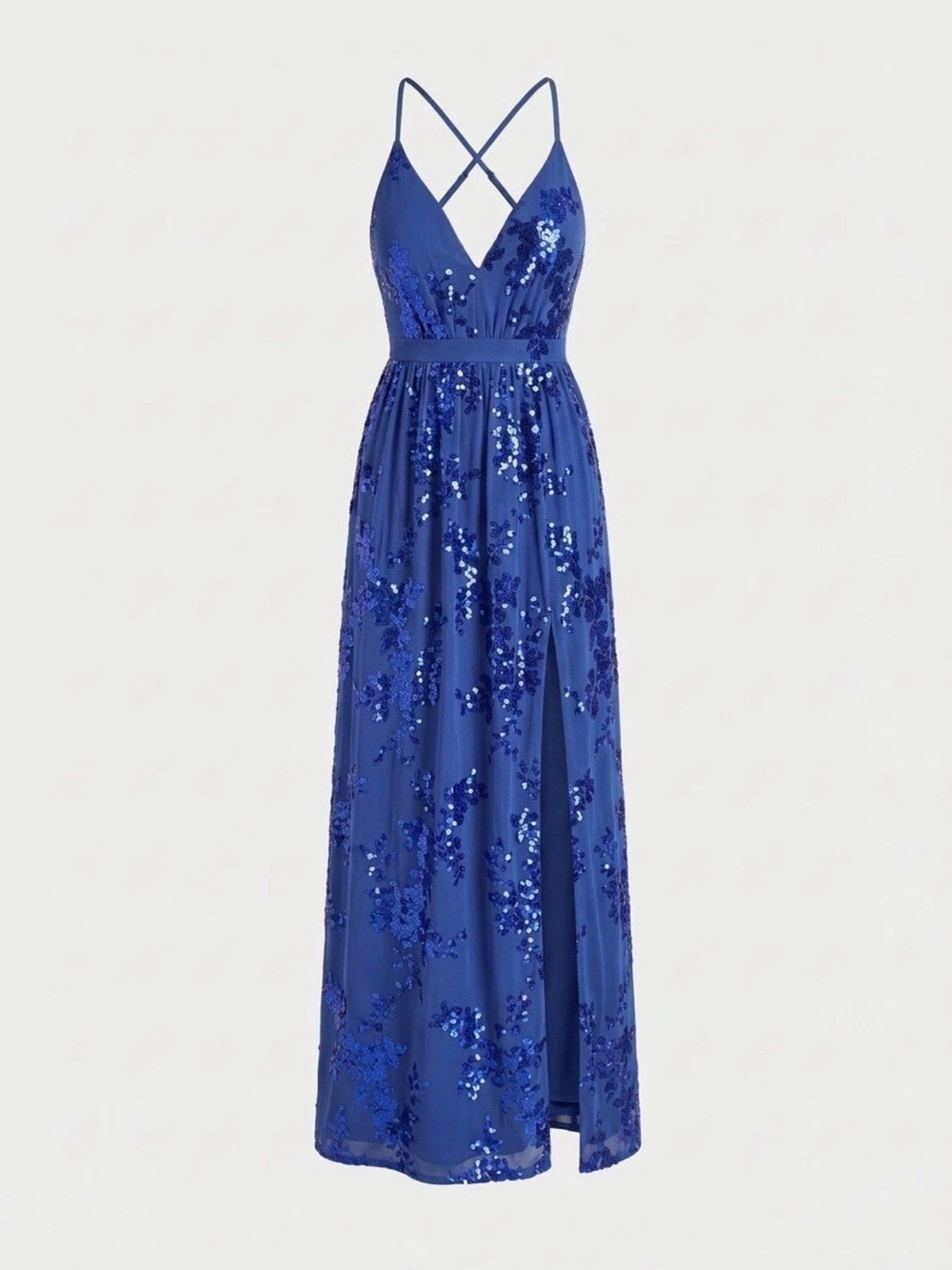 Lulus Captivating Essence Blue Sequin Backless Maxi Dress - Size M - NWT - Picture 7 of 11